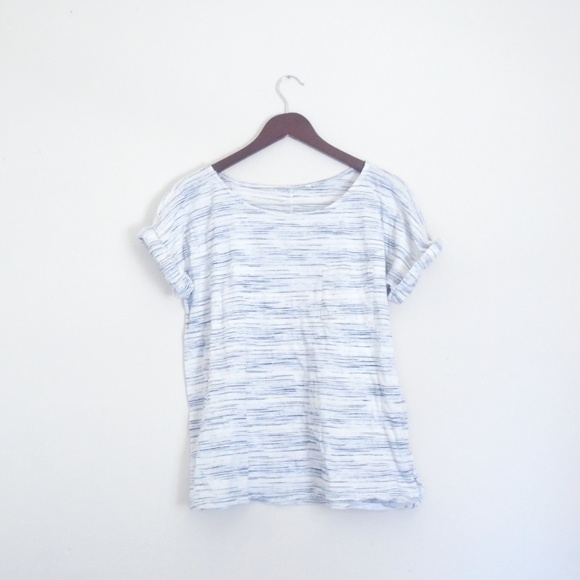 Gray Striped Women's roll tab sleeve boxy tee - Picture 1 of 5